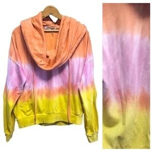 Young Fabulous and Broke Orange Pink Yellow Tie Dye Piper Cowl Neck Hoodie XS
